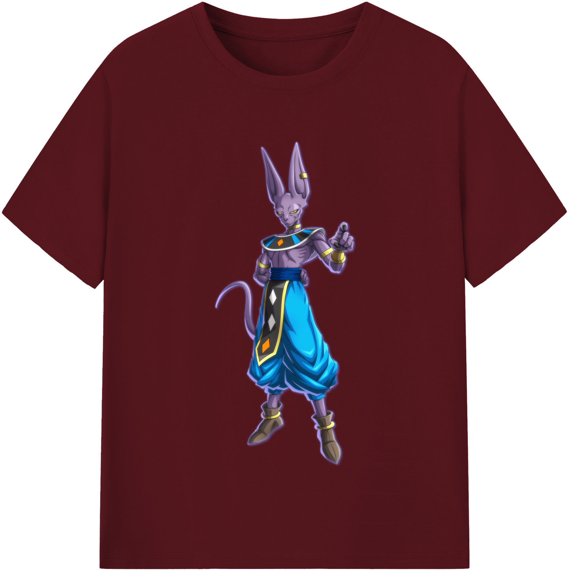 （画像用） ドラゴンボール ビルス 破壊神ビルス DRAGON BALL Beerus Birusu 綿100％半袖Tシャツ（フロントプリント）